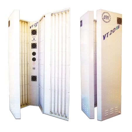 A stand up VT20 sunbed for hire or sale